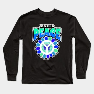 WORLD Peace Sign Flower Long Sleeve T-Shirt